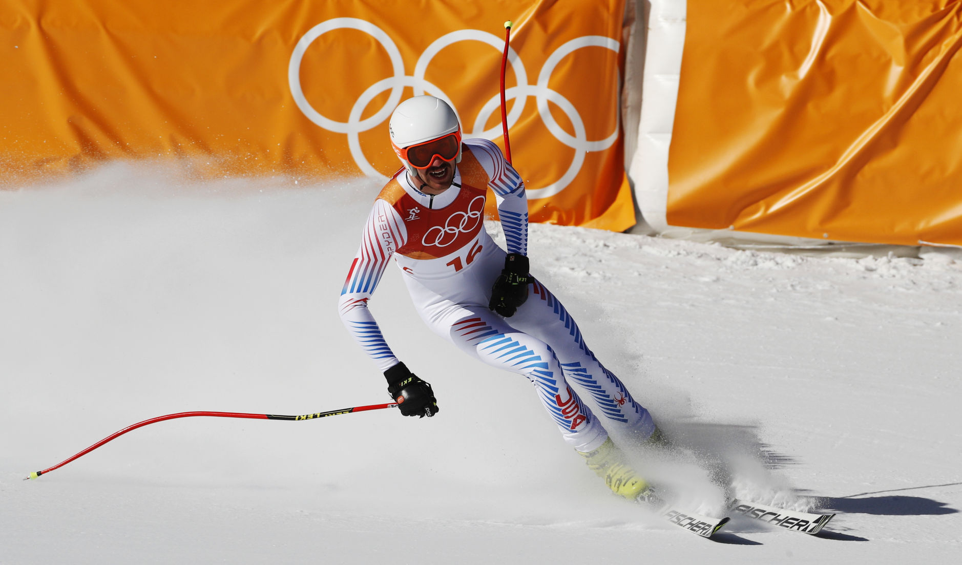 United States' Bryce Bennett skis in the finish area